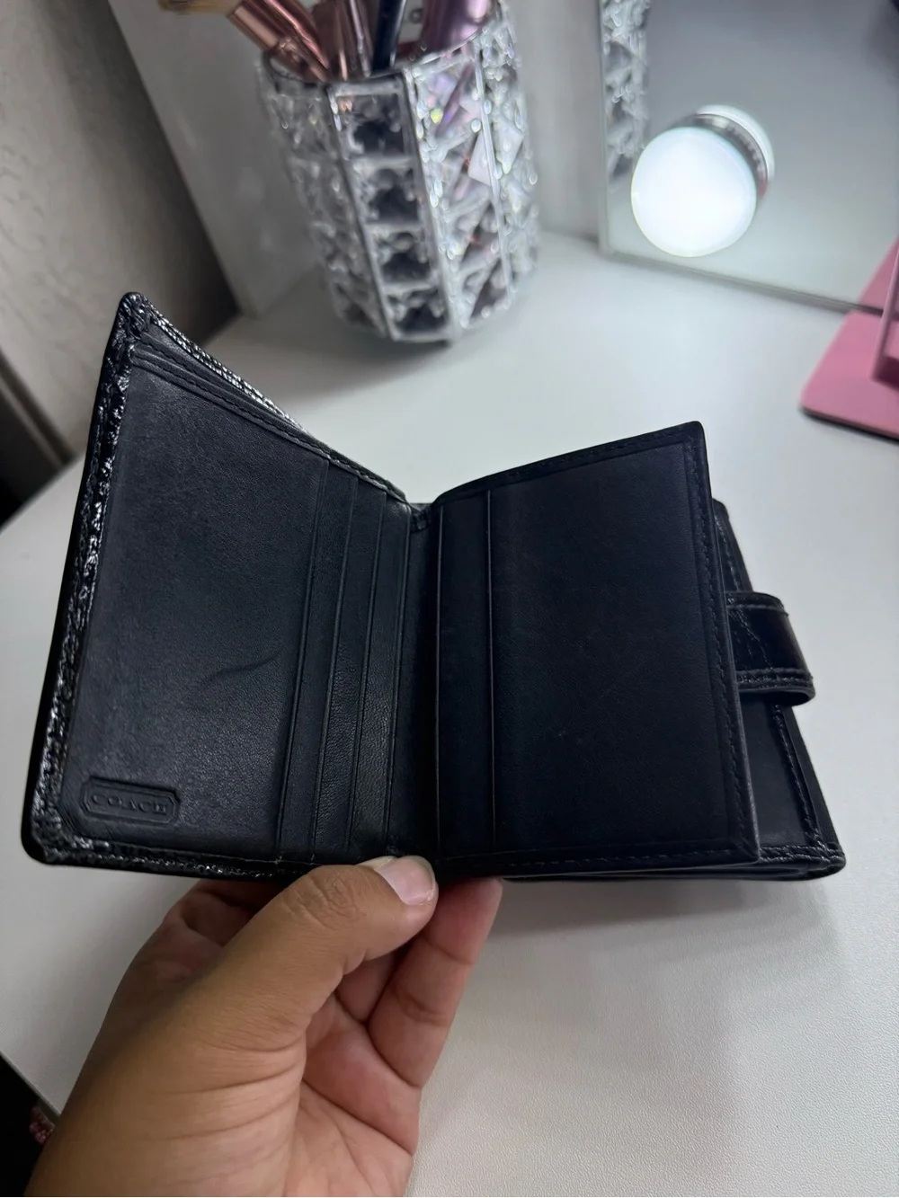 Coach Black Compact Fold Wallet